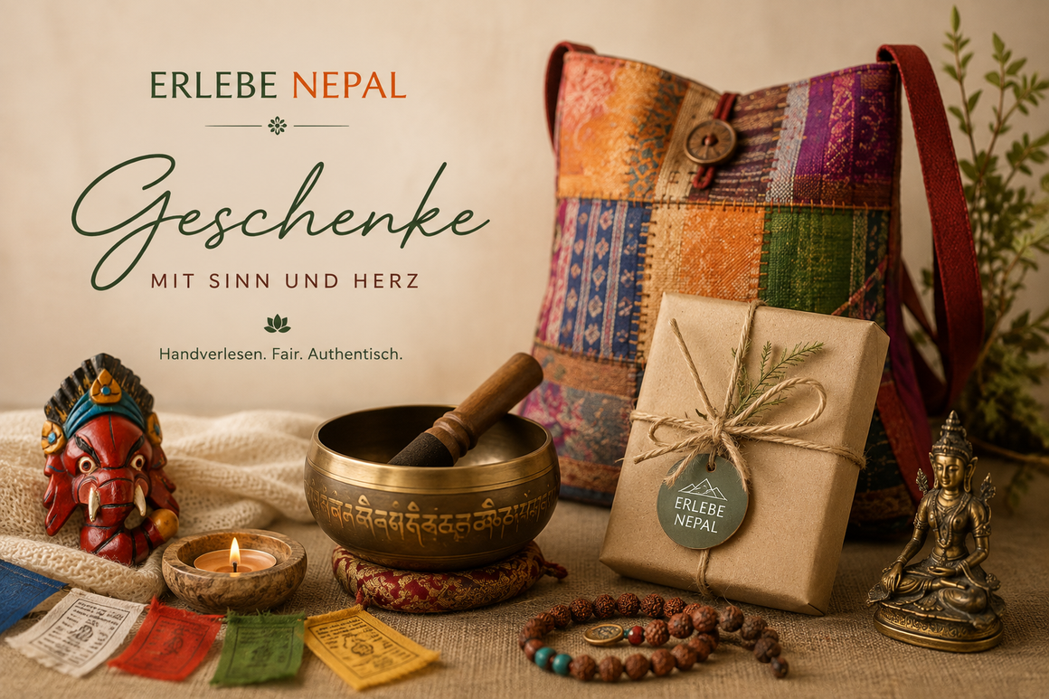 Blick in das Geschäft Erlebe Nepal mit Waren aus Nepal